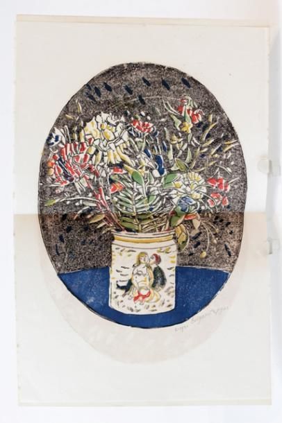 TYTGAT Edgard (1879-1957) "Bouquet", 1921, gravure sur bois en cinq teintes sur papier...