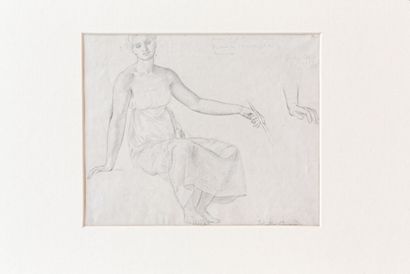 LECHEVALLIER-CHEVIGNARD Edmond (1825-1902) "Étude de jeune femme", XIXe, crayon sur...