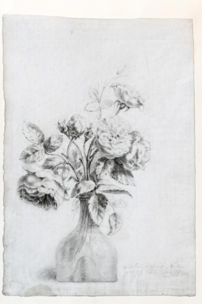 VAN RAEDT Jacques Jean (1757-1838) "Bouquet", 182[-], pierre noire sur papier vergé,...