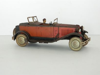 null CR, torpédo de luxe Delahaye de 1928 en tôle rouge et noire, l. 39 cm, avec...