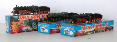 null MÄRKLIN, 3 locomotives : 

- 3091/1 (1972-73), locomotive à vapeur 231 noire,...