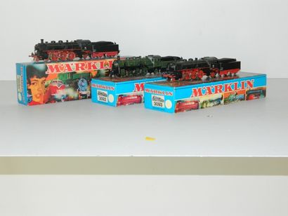 null MÄRKLIN, 3 locomotives : 

- 3091/1 (1972-73), locomotive à vapeur 231 noire,...