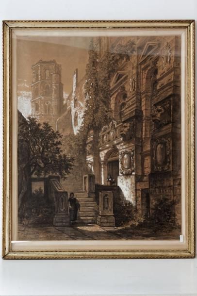 STROOBANT François (1819-1916) "Escalier d'honneur du château de Heidelberg", XIXe,...