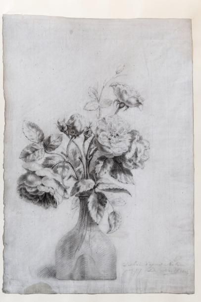 VAN RAEDT Jacques Jean (1757-1838) "Bouquet", 182[-], pierre noire sur papier vergé,...