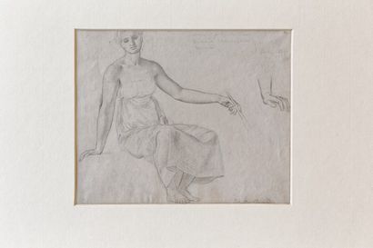 LECHEVALLIER-CHEVIGNARD Edmond (1825-1902) "Étude de jeune femme", XIXe, crayon sur...