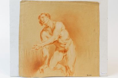 HERREYNS Willem Jacob (1743-1827) [attribué à] "Étude d'homme nu", fin XVIIIe, sanguine...