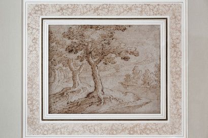 D'ONOFRIO Crescenzio (c.1632-1698/1712) [attribué à] "Paysage arboré", fin XVIIe,...