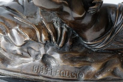 BIGGI Fausto [d'après CANOVA] "Psyché et Cupidon", fin XIXe, groupe en bronze, signé...