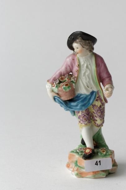 NIEDERVILLER Figurine représentant un jardinier marchand de fleurs, XIXe, porcelaine...