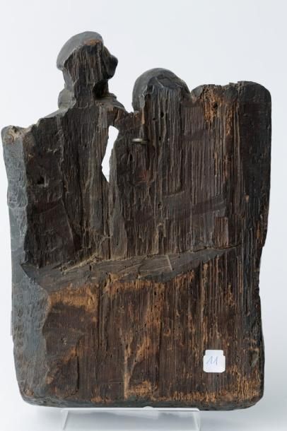 BAS-RHIN "Déploration du Christ", XVIe, haut-relief en bois sculpté et polychromé,...