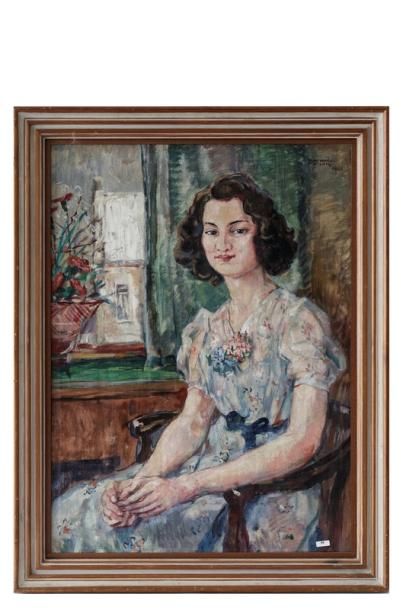 DUBOIS Raphaël (1888-1960) "Femme assise", 1942, huile sur toile, signée et datée...