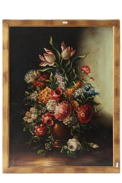 null ANONYME, "Bouquet", XXe, huile sur toile, 79x59 cm.