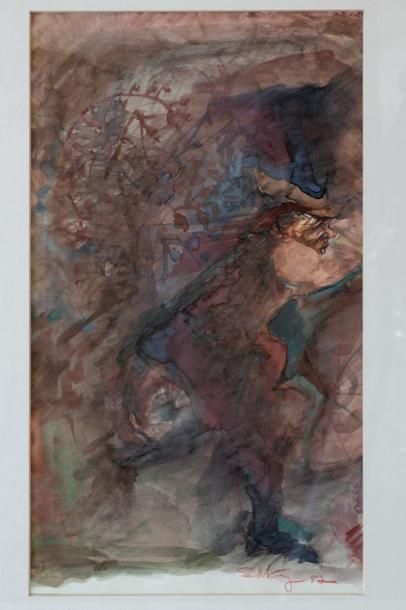 SCHTROY Richard (1944-2006) "Clowns", [19]87, quatre aquarelles sur papier, trois...