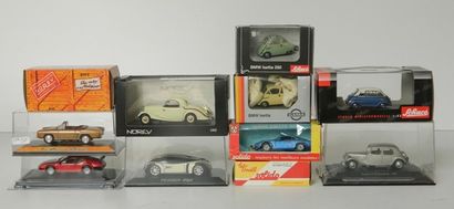 null (18) modèles de voitures françaises et diverses, diverses marques, en boîte...