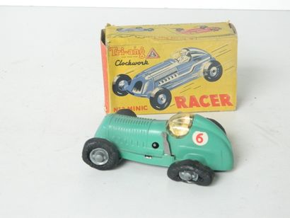 null TRIANG n° 2 Minic Racer, voiture de course verte, mécanique, l. 12 cm [bon état,...