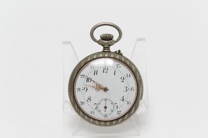 null Deux montres de gousset avec écrins dont un chronographe [cadran restauré] dans...