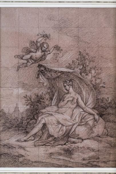 VALLIN Jacques Antoine (circa 1760-1831) "Vénus entourée de putti dans un paysage"...