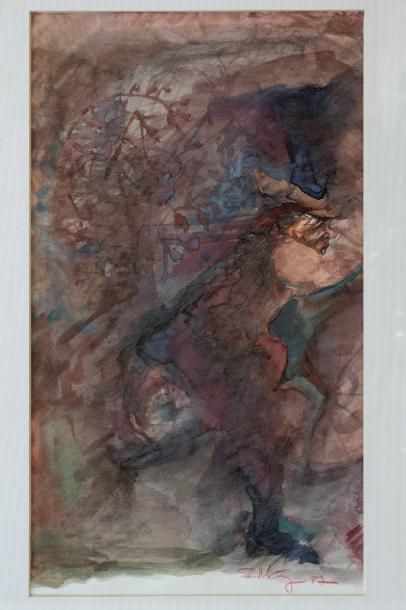 SCHTROY Richard (1944-2006) "Clowns", [19]87, quatre aquarelles sur papier, trois...