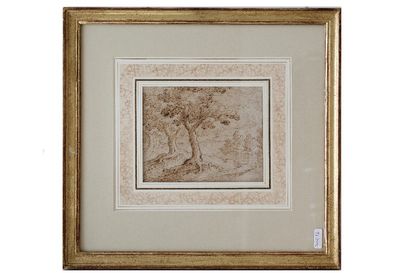 D'ONOFRIO Crescenzio (circa 1632-1698/1712) [attribué à] "Paysage arboré", fin XVIIe,...