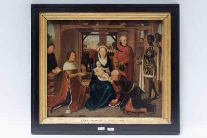 MEMLING Hans (circa 1433-1494) [d'après] "La Présentation de l'Enfant", XIXe, huile...
