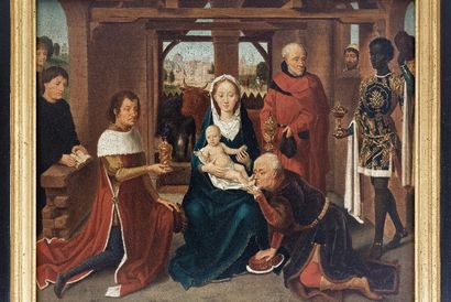 MEMLING Hans (circa 1433-1494) [d'après] "La Présentation de l'Enfant", XIXe, huile...