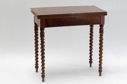 null Table à jeu en console d'époque Louis-Philippe, pieds à côtes torses, mi-XIXe,...