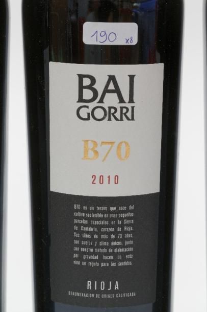 null ESPAGNE (RIOJA), rouge, Bai Gorri 2009 (deux) et 2010 (six), huit bouteille...