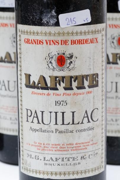 null BORDEAUX (PAUILLAC), rouge, Lafite 1975, cinq bouteilles [étiquettes légèrement...