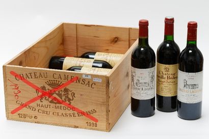 null BORDEAUX (SAINT-JULIEN), rouge, ensemble de sept bouteilles dans une caisse...