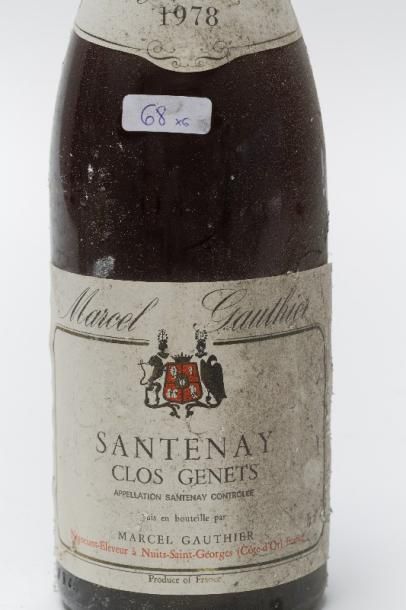 null BOURGOGNE, rouge, Santenay - Clos Genets / Marcel Gauthier 1978, six bouteilles...