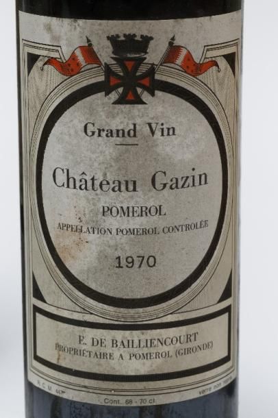 null BORDEAUX (POMEROL), rouge, ensemble de dix bouteilles :

- Château Gazin 1970,...