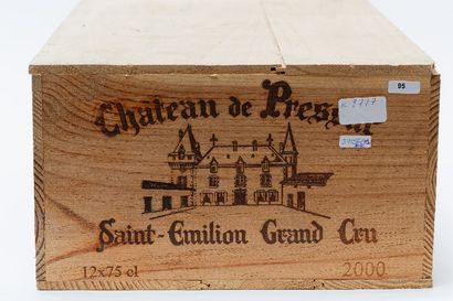null BORDEAUX (SAINT-ÉMILION), rouge, Château de Pressac, grand cru 2000, douze bouteilles...