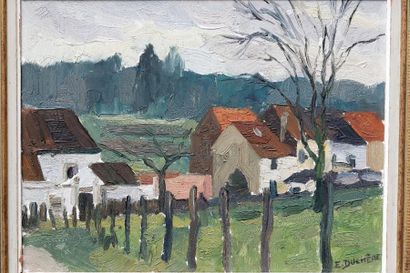 DUCHÊNE Émile (1919-?) "Chemin de Bas-Ransbeek", XXe, huile sur panneau, signée en...