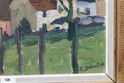 DUCHÊNE Émile (1919-?) "Chemin de Bas-Ransbeek", XXe, huile sur panneau, signée en...