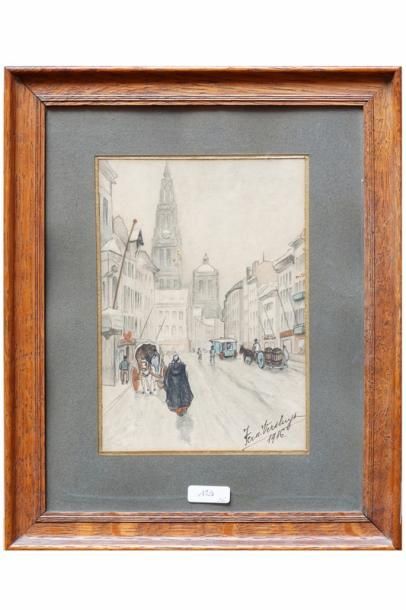 VAN DEN BUSSCHE Joseph Emanuel (1837-1908) "Moujik", fin XIXe, huile sur panneau,...