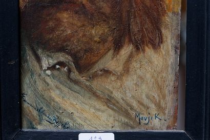 VAN DEN BUSSCHE Joseph Emanuel (1837-1908) "Moujik", fin XIXe, huile sur panneau,...