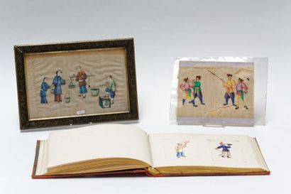 ÉCOLE CANTONAISE Collection de vignettes dans un album relié, XIXe [bel état de conservation]...