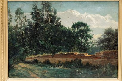 FOURMOIS Théodore (1814-1871) [attribué à] "Petit paysage", XIXe, huile sur panneau,...