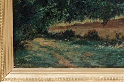 FOURMOIS Théodore (1814-1871) [attribué à] "Petit paysage", XIXe, huile sur panneau,...