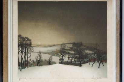HEBBELINCK Roger (1912-?) & DE SAEDELEER Valerius (1867-1942) "Paysage hivernal",...