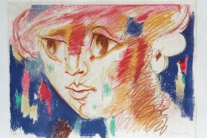 SOMVILLE Roger (1923-2014) "Femme-soleil", XXe, lithographie polychrome, signée en...