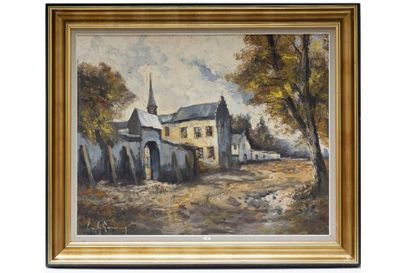 LAMMERS Émile (1914-1990) "Vue de village", XXe, huile sur toile, signée en bas à...