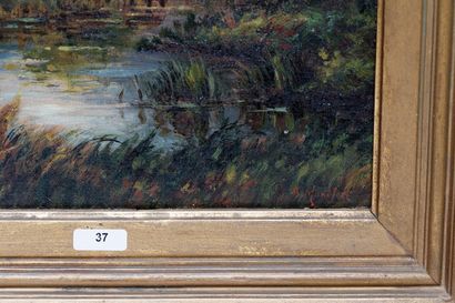 MONTFORT A. "Lisière de forêt", XIXe, huile sur toile, signée en bas à droite, 37x29...