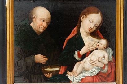 VAN DER WEYDEN Rogier (circa 1399-1464) [entourage de] "Vierge allaitant", XVIe,...