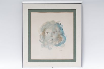 FINI Leonor (1908-1996) "Visage bleu", XXe, lithographie, signée en bas à droite...