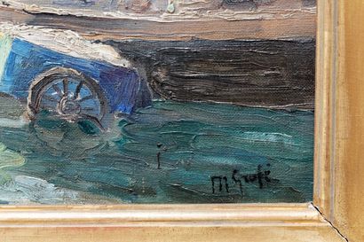 Ecole Belge "Au bord du lac", circa 1900, huile sur toile, signée en bas à droite...