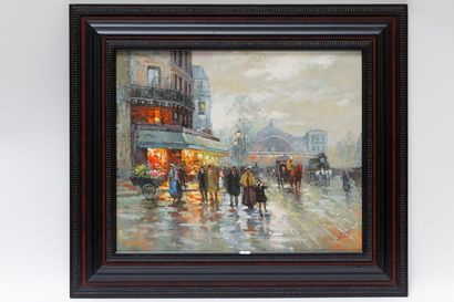 SITA Walter (circa 1900) "Vue parisienne", XXe, huile sur toile, signée en bas à...