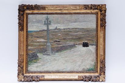 PAULUS Pierre (1881-1959) "Vue bretonne", circa 1900, huile sur toile, signée en...