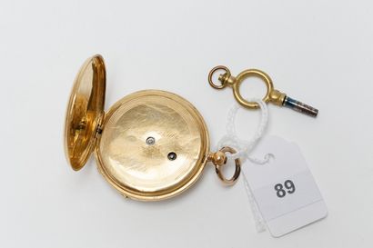 null Petite montre de gousset en or jaune 18k, circa 1900, traces de poinçons, avec...