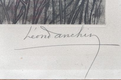DANCHIN Léon (1887-1938) "Bécasse du soir", XXe, lithographie polychrome, signée...